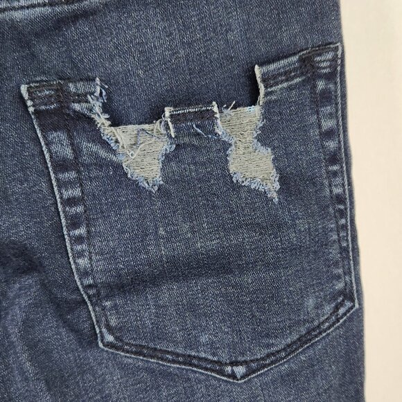 Good American Good Waist Crop Skinny Jeans Distressed Ripped Knees sz 2/26 - Picture 7 of 12